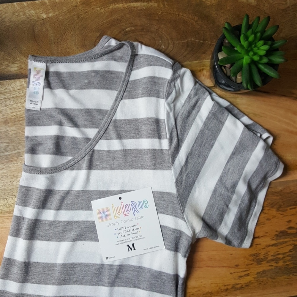 Gray and white striped top